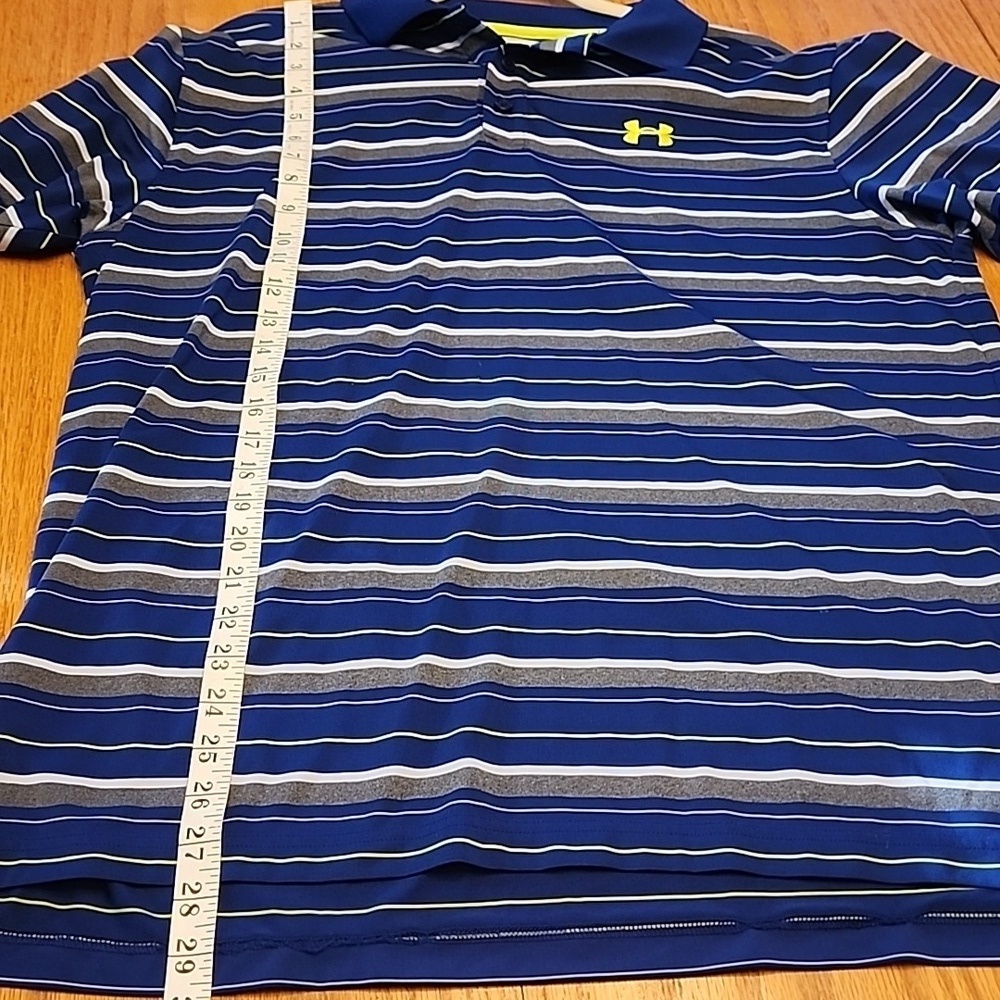 Under Armour Blue and White Striped Polo Shirt - Picture 6 of 9